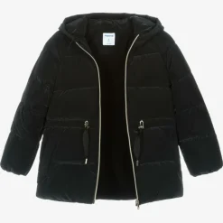 Girls Black Hooded Puffer Coat