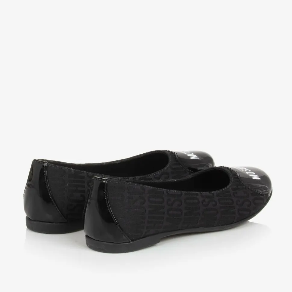 Girls Black Jacquard Ballerina Shoes