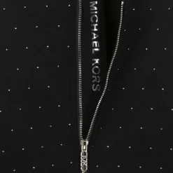 Girls Black Jersey Diamanté Zip-Up Top