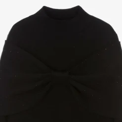 Girls Black Knitted Bow Dress