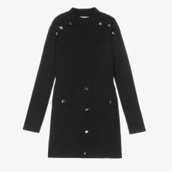 Girls Black Knitted Dress