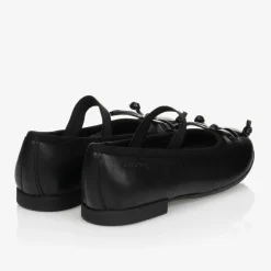 Girls Black Leather Ballet Pumps