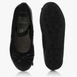 Girls Black Leather Ballet Pumps