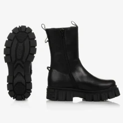 Girls Black Leather Boots