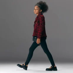 Girls Black Leather Greca Bar Shoes