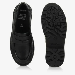 Girls Black Leather Loafers