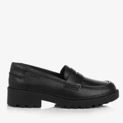 Girls Black Leather Loafers