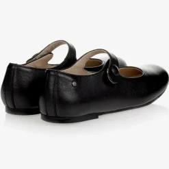 Girls Black Leather Pumps