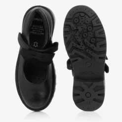 Girls Black Leather School Shoes