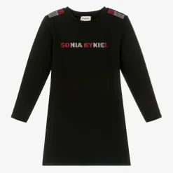 Girls Black Milano Jersey Diamanté Dress