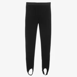 Girls Black Milano Jersey Stirrup Leggings