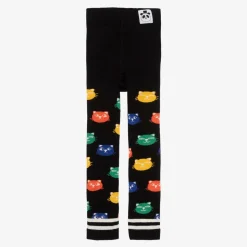 Girls Black Organic Cotton Cats Leggings