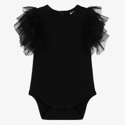 Girls Black Organic Cotton Bodysuit