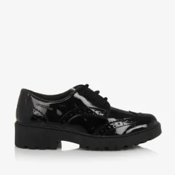 Girls Black Patent Faux Leather Brogues
