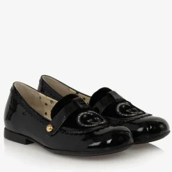 Girls Black Patent Leather Loafers