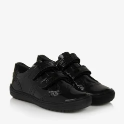 Girls Black Patent Leather Trainers