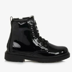 Girls Black Patent Leather Ankle Boots
