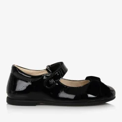 Girls Black Patent Leather Bow Shoes