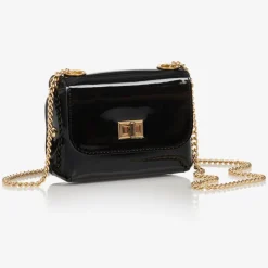 Girls Black Patent Leather Bag (12cm)