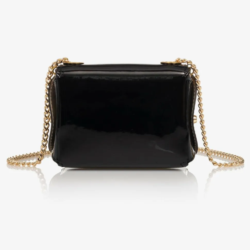 Girls Black Patent Leather Bag (12cm)