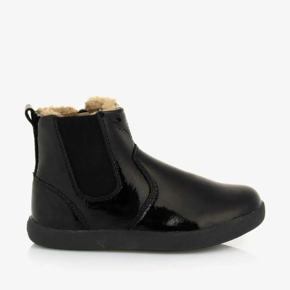 Girls Black Patent Leather Boots