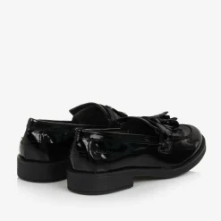 Girls Black Patent Leather Loafers