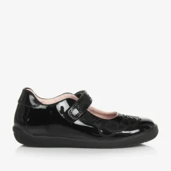 Girls Black Patent Leather Bar Shoes