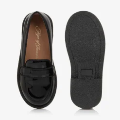 Girls Black Patent Leather Loafers