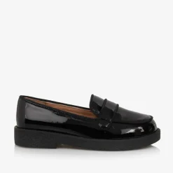 Girls Black Patent Leather Loafers