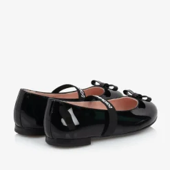 Girls Black Patent Leather Ballerina Flats