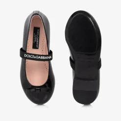 Girls Black Patent Leather Ballerina Flats