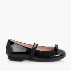 Girls Black Patent Leather Ballerina Flats