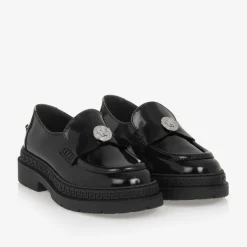 Girls Black Patent Leather Medusa Loafers
