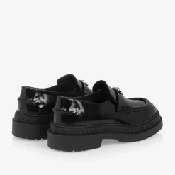 Girls Black Patent Leather Medusa Loafers