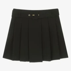 Girls Black Pleated Crêpe Skirt