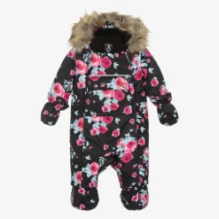 Girls Black Roses Snowsuit Set