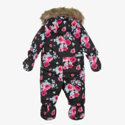 Girls Black Roses Snowsuit Set
