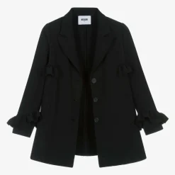 Girls Black Ruffle Coat