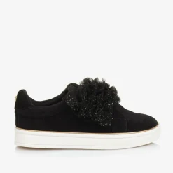 Girls Black Ruffle Velcro Trainers