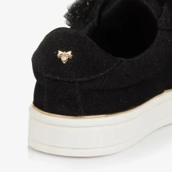 Girls Black Ruffle Velcro Trainers