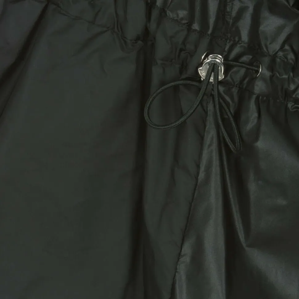 Girls Black Ruffle Wete Coat