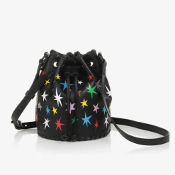 Girls Black Star Bucket Bag (19cm)