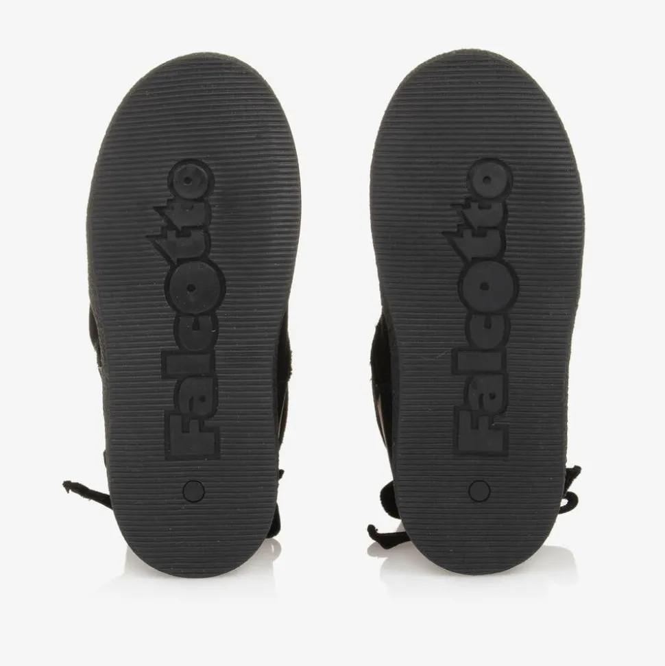 Girls Black Suede Leather Boots