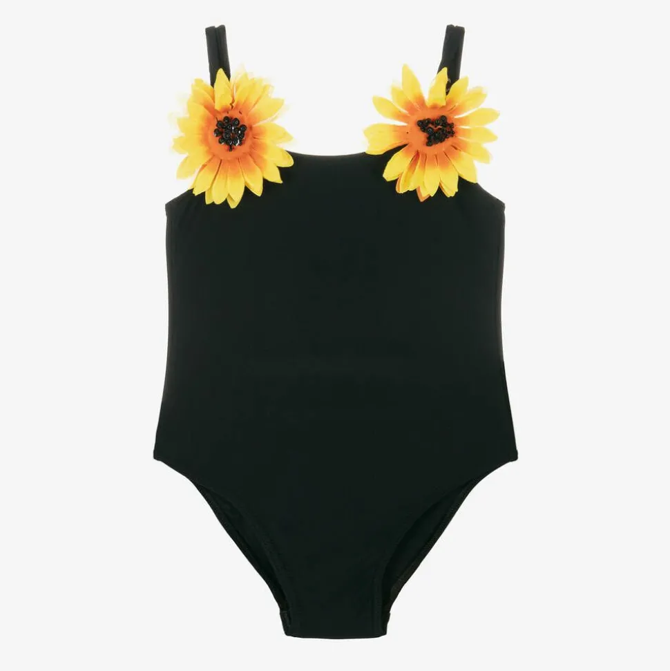 Girls Black Sunflower Swimsuit