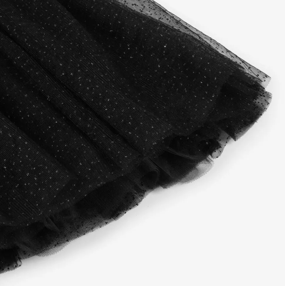 Girls Black Velour & Tulle Dress