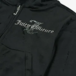 Girls Black Velour Tracksuit