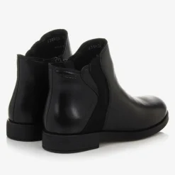 Girls Black Waterproof Leather Boots