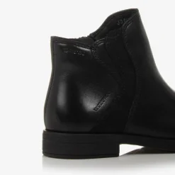 Girls Black Waterproof Leather Boots