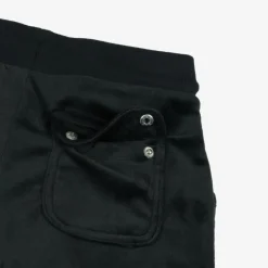 Girls Black Wide Leg Velour Joggers