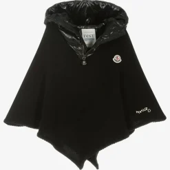 Girls Black Wool & Down Cape